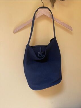 J. Crew Navy Suede Bucket Shoulder Bag NWT /J Crew Dust Bag /